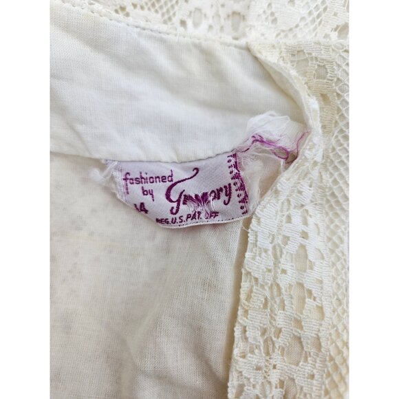 Vtg Fashioned by Gregory Blouse Womens 14 Ivory Lace Ruffles Long Sleeve Prairie - Picture 6 of 8